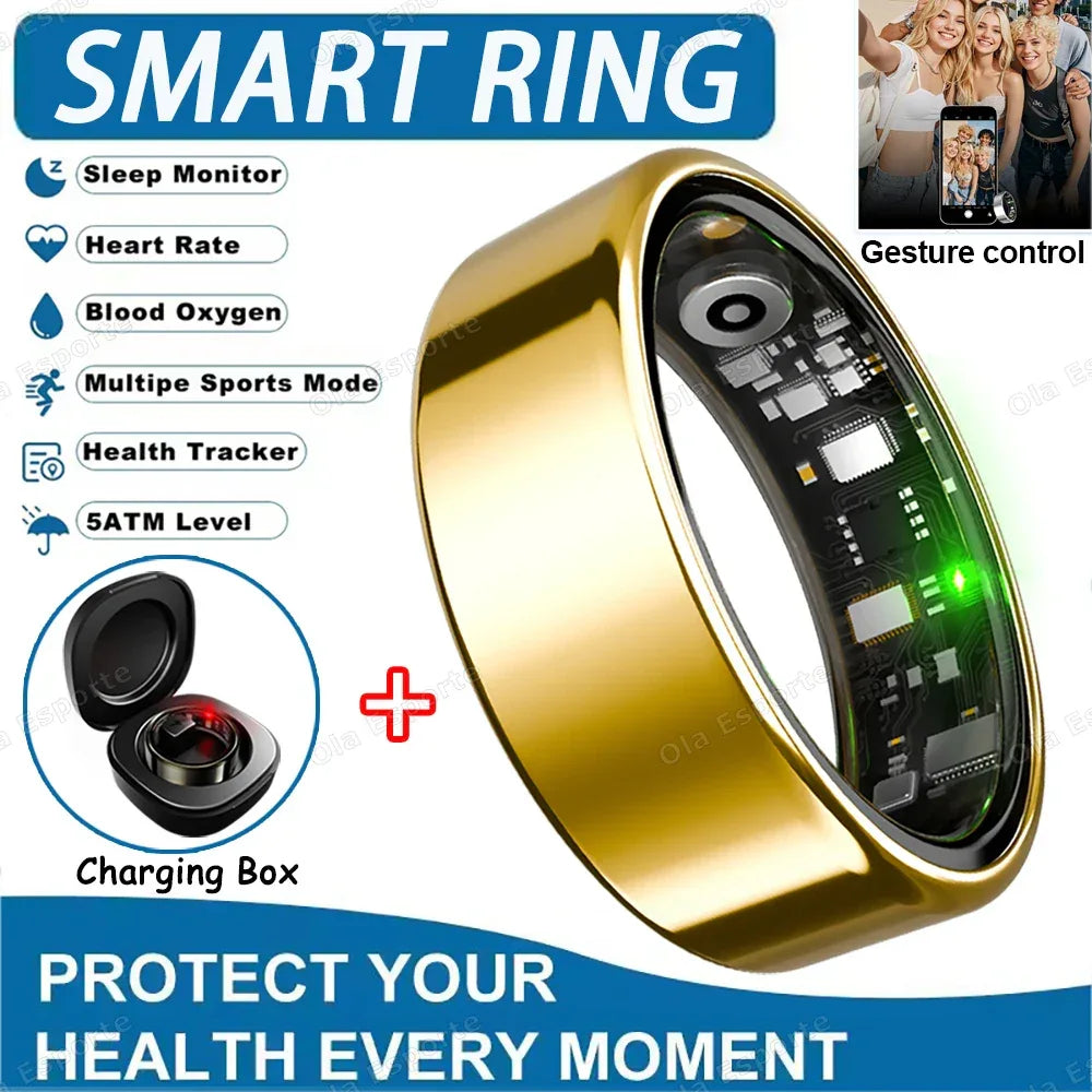 2025 Smart Ring Blood Pressure Heart Rate Sleep Monitoring Smartring IP68 & 5ATM Waterproof Multi-sport Mode Smartring Man Women - 1Tecbuy