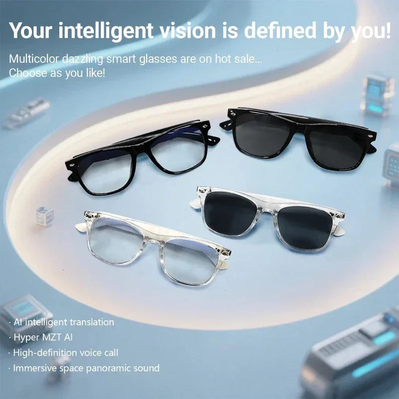 2026 Smart Glasses AI translation 100+ Languages Make Receive Calls Music Calling Noise Reduction Light BT TWS Glasses Men Women - 1Tecbuy