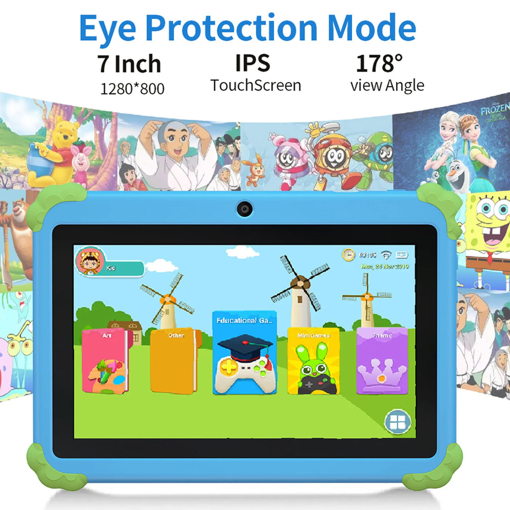 New 7 Inch Cartoon Pattern Kids' tablet Android 13, 4GB RAM 64GB ROM, 1TB Expand, WiFi, 4000mAh Battery, Dual Camera, Google Pad