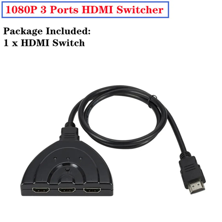 4K 2K 3x1 HDMI Cable Splitter HD 1080P Video Switcher Adapter 3 Input 1 Output Port HDMI Hub for Xbox PS4 DVD HDTV PC Laptop TV