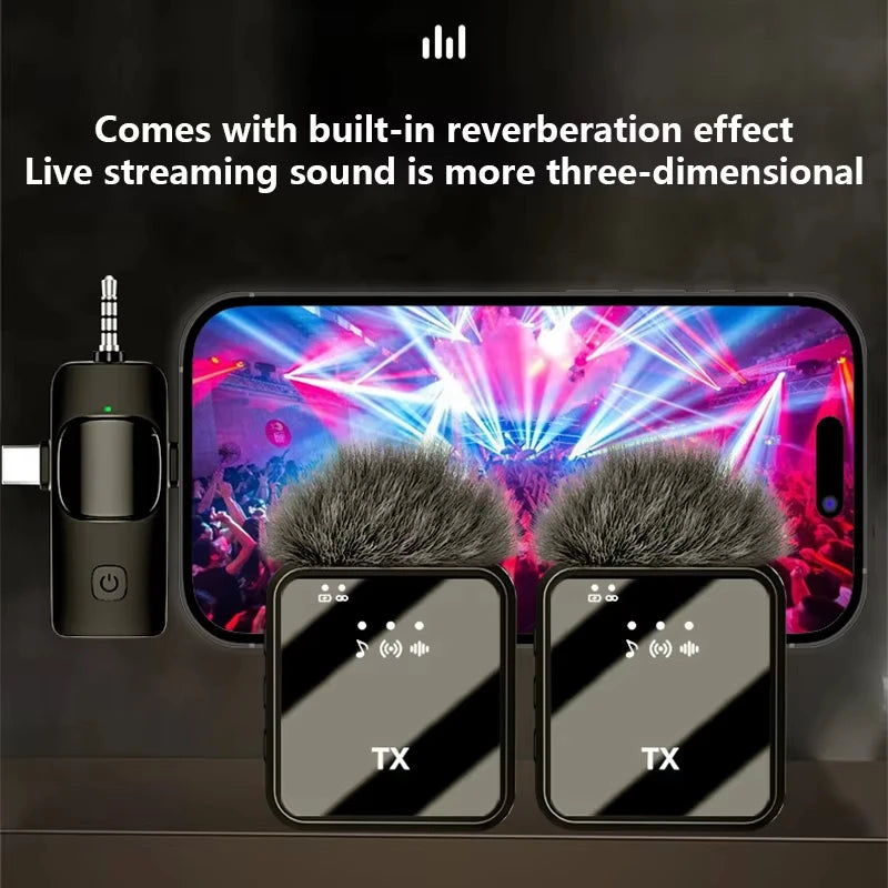 Xiaomi Wireless Lavalier Microphone for iPhone Android Microphone Reverb Sound Video Recording Podcast Noise Reduction Clip Mic