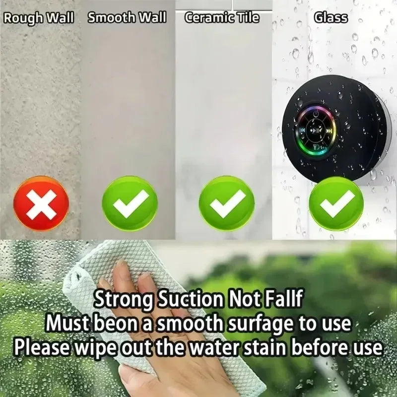 2025 New bathroom waterproof wireless LED suction Cup Mini Bluetooth speaker Portable outdoor sports stereo speakers - 1Tecbuy