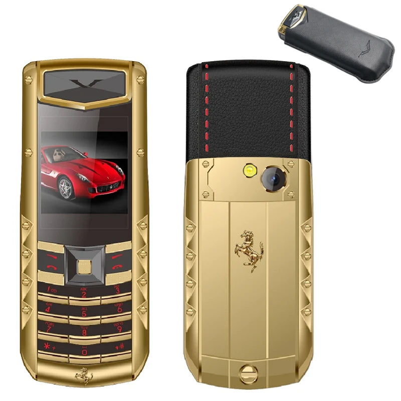 Unlock Luxury High Class Durable Signature Metal Cellphone Voice Changer Blacklist BT Dial Two Sim Free Case Elderly Feature Pho