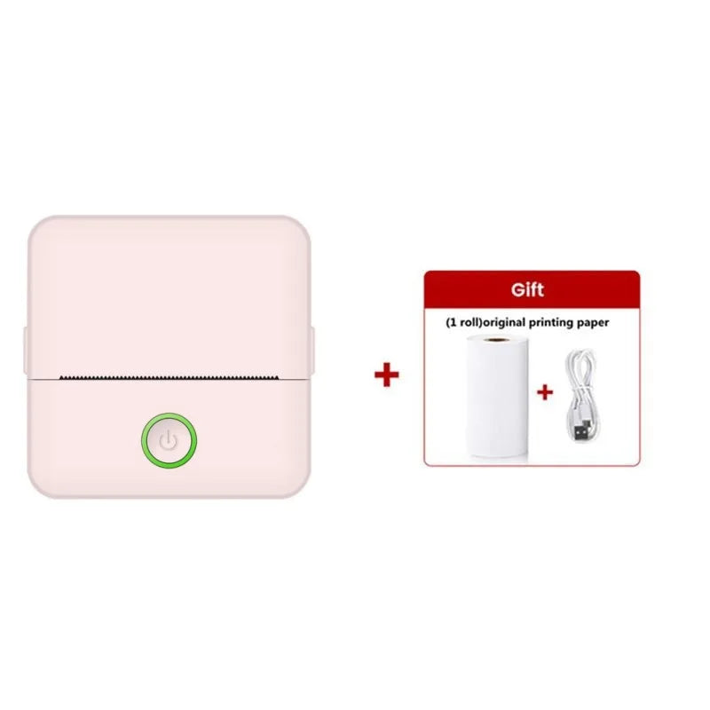 Mini Portabl Printer Inkless Sticker Maker, Free Cut Small Pocket Printer, Portable Thermal Printer for Photo Journal Notes Memo