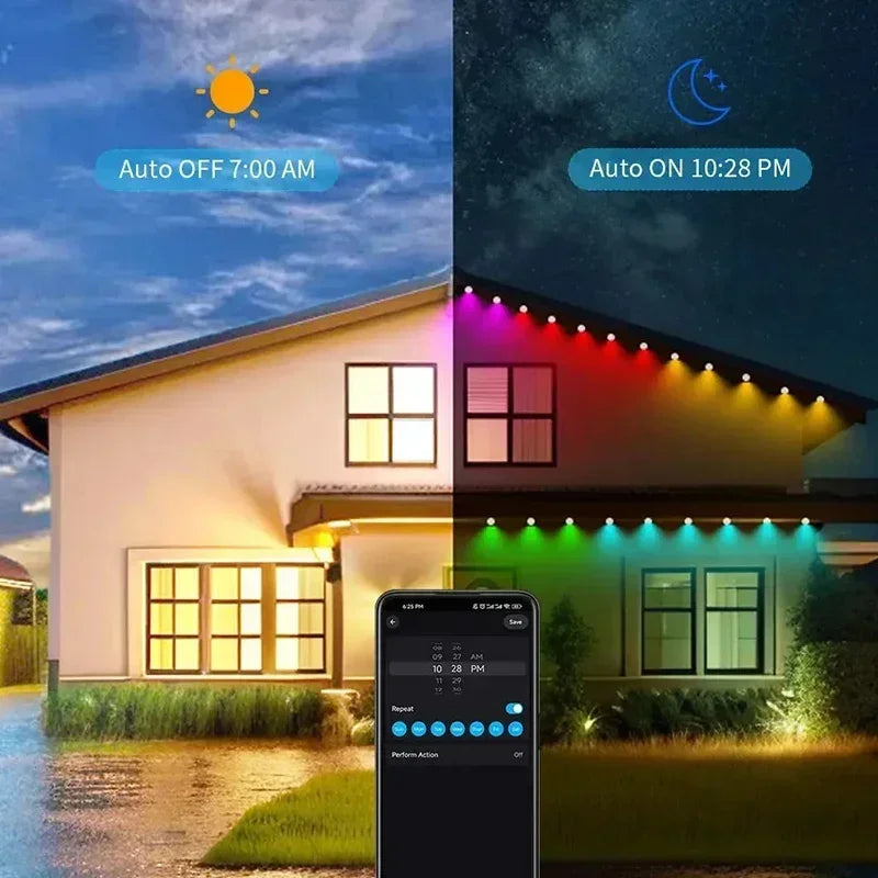 Permanent Outdoor Lights Smart RGBIC Outdoor Light Wireless APP Control Alexa Google Waterproof for Halloween Christmas Decor