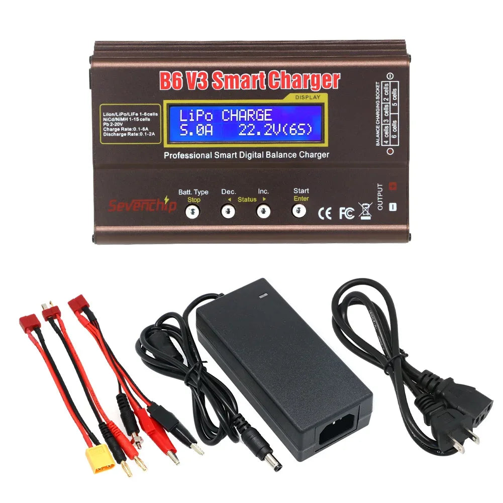 iMAX B6 V3 80W 6A Battery Charger LiHv Lipo NiMh Li-ion Ni-Cd Digital RC Charger Lipro Balance Charger Discharger 12V 5A Adapter - 1Tecbuy