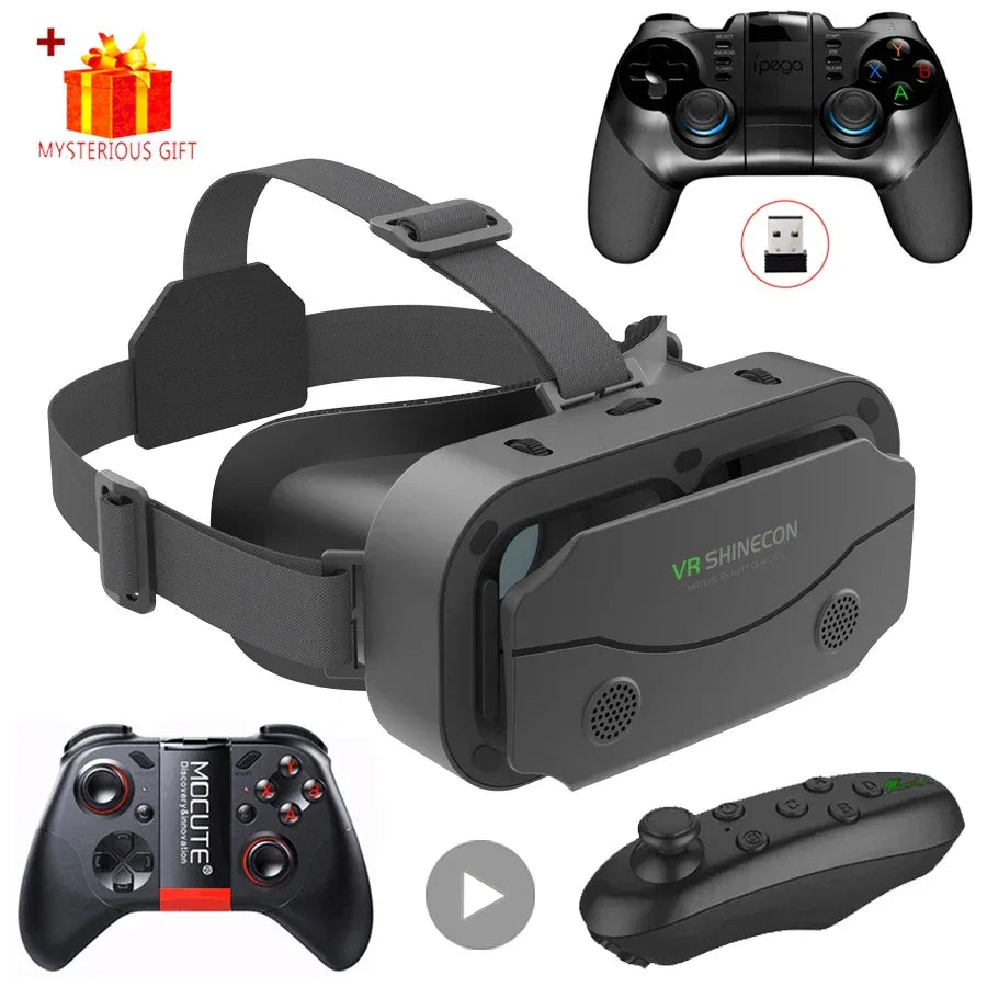 VR Glasses 3D Virtual Reality Headset Devices Helmet Lenses Goggles Smart For Smartphones Phone Cell Mobile Game Viar Viewer Set - 1Tecbuy