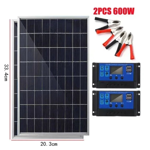 20W/H Solar Panel Kit Complete12V Polycrystalline Power Portable Outdoor Rechargeable Solar Cell Solar Generator for Home - 1Tecbuy