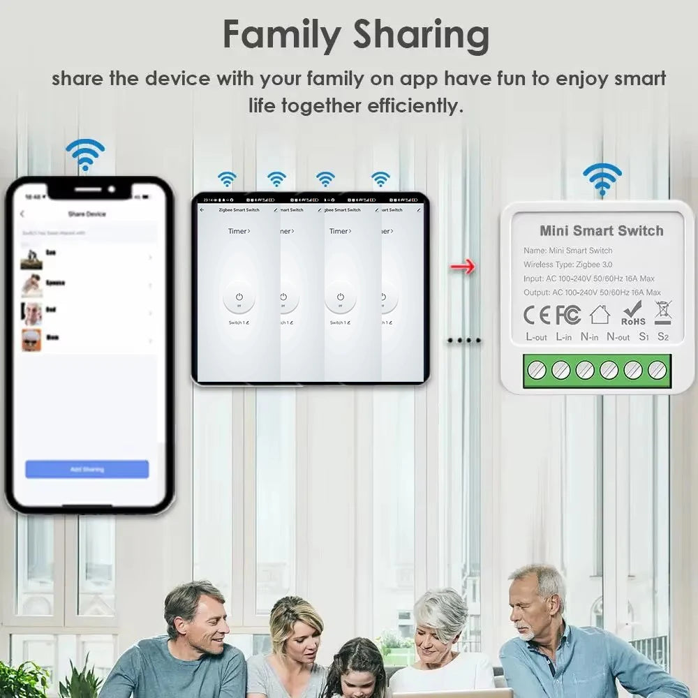 Tuya WiFi/Zigbee3.0 Smart Switch Mini Breaker DIY Module Remote Timer Wireless Light Control Work with Smart Life Alexa Google