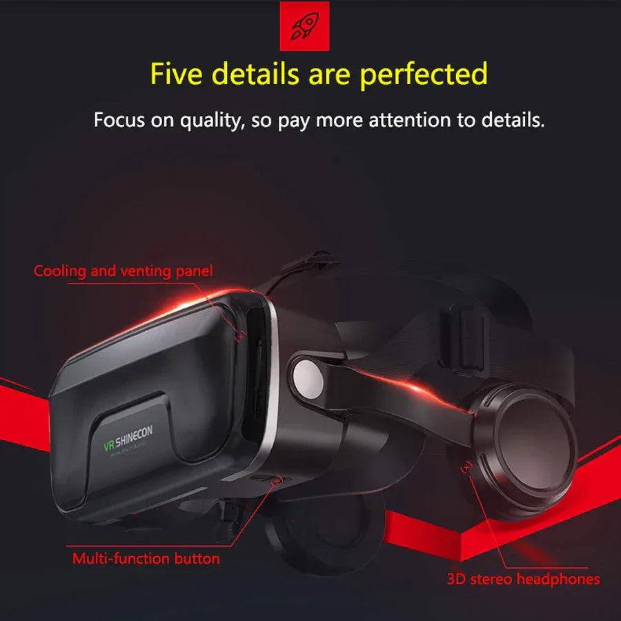 Shinecon Viar 3D Virtual Reality VR Glasses Headset Devices Helmet Lenses Goggles Smart For Smartphones Phone Game Mobile Viewer - 1Tecbuy