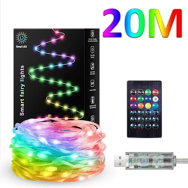 Smart Christmas Tree Decoration Lights APP Control Music Synch Rhythm for Indoor/Outdoor Decor Christmas Decorative Light Strip