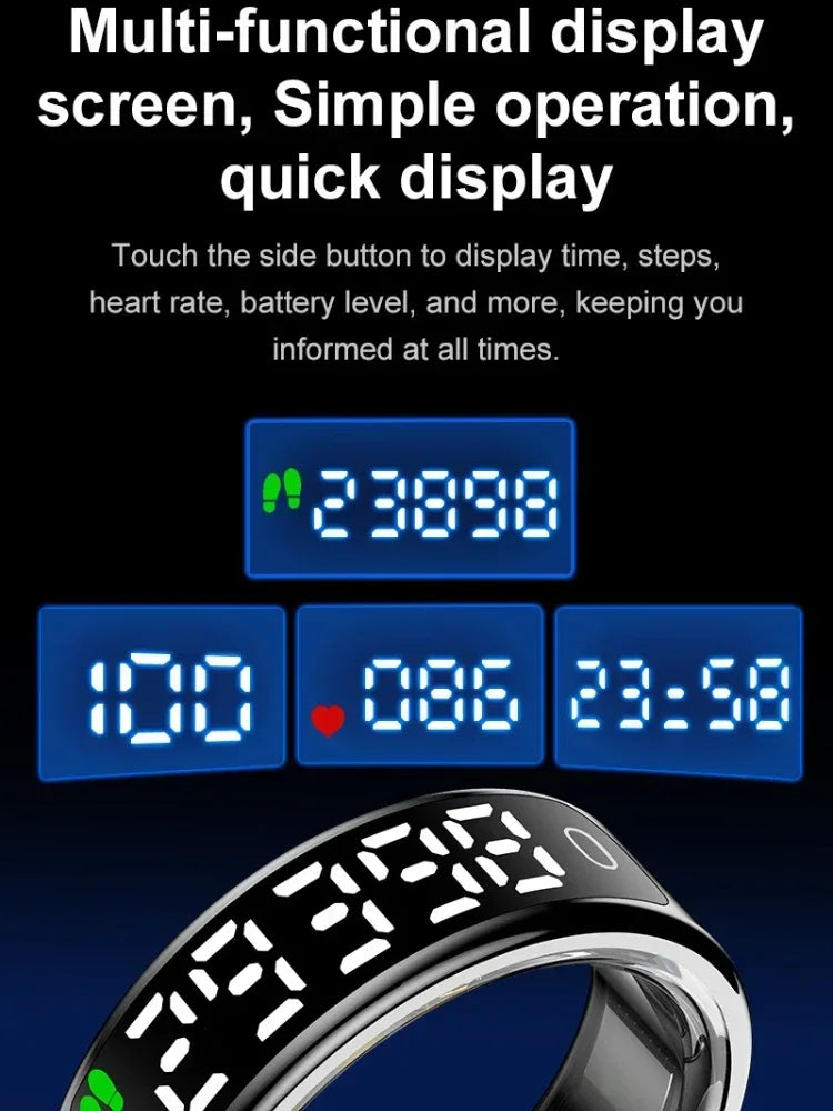 New Smart Ring 2025 Display Screen Gestures Control Video 5ATM Waterproof Remote Camera Blood Oxygen Monitor Multi Sports Mode - 1Tecbuy