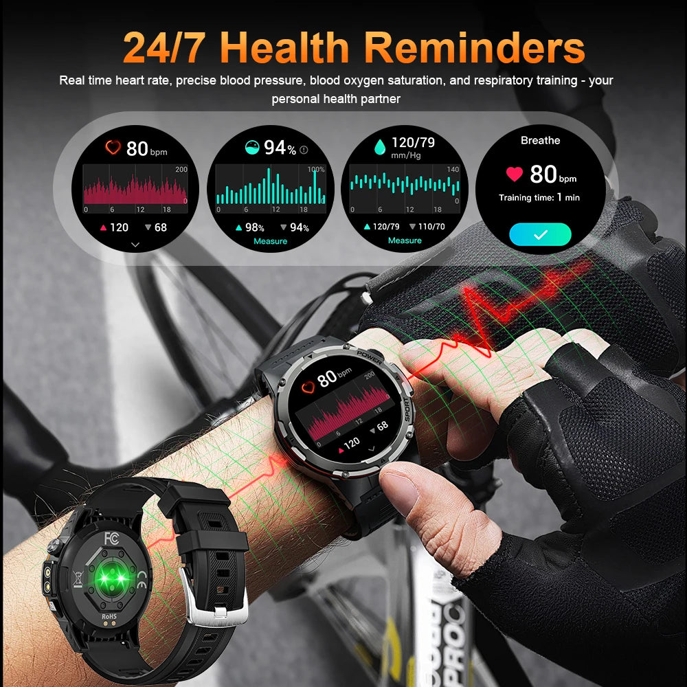 2025 New NFC Watch 420mA GPS Sports HD BT Call Smart Watch Men Outdoor Sports Fitness Tracker Smart Watch Men Waterproof Clock