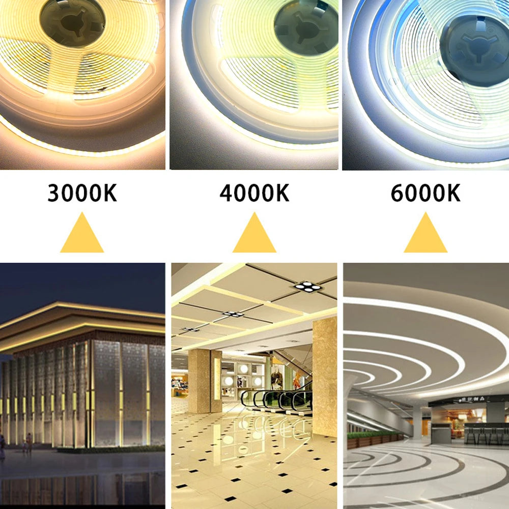 RF Remote Control COB LED Strip 12V 1m 2m 3m 4m 5m Warm White Natural Dimmable Flexible Room Kitchen Cabinet Lighting Decor KIT