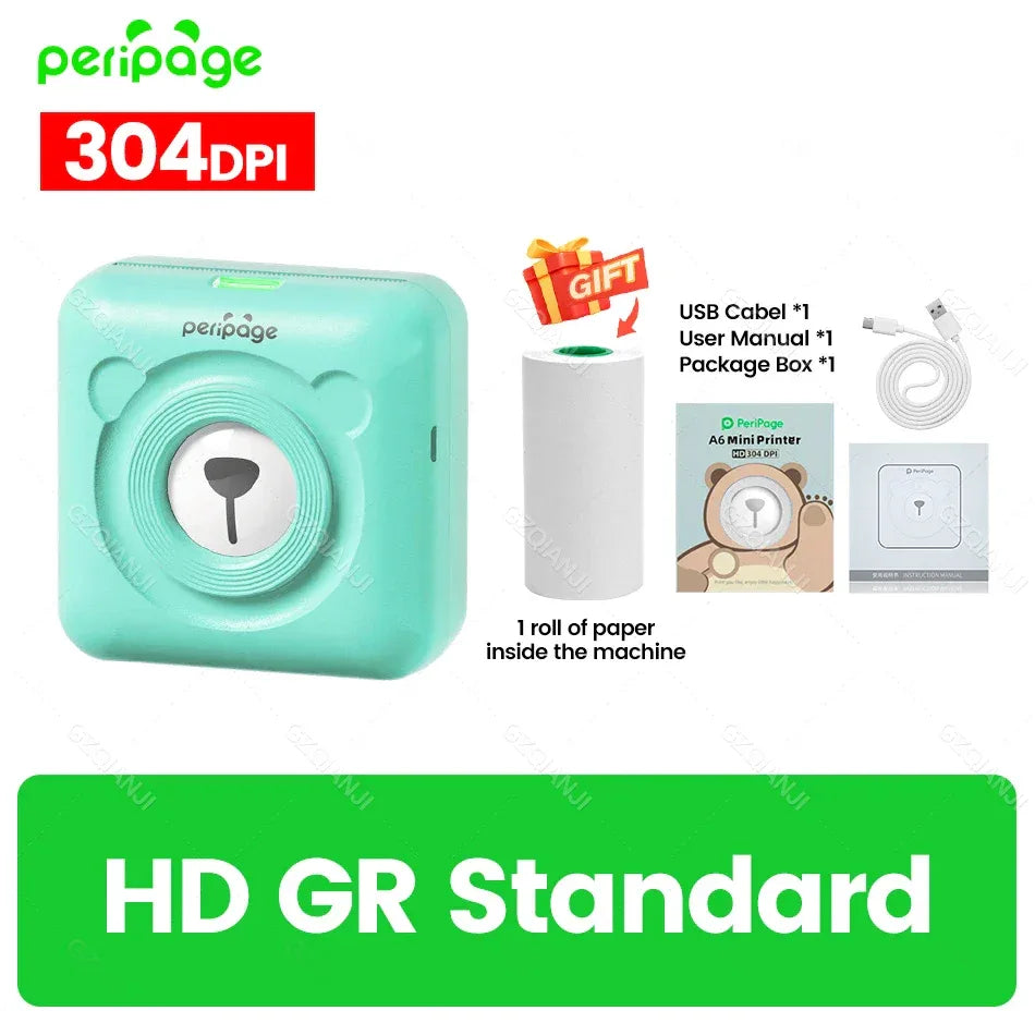 7 Colors Peripage A6 304DPI Mini Photo Printer Notes Sticker Label Printing Machine Bluetooth Portable Wireless Printer Marker - 1Tecbuy