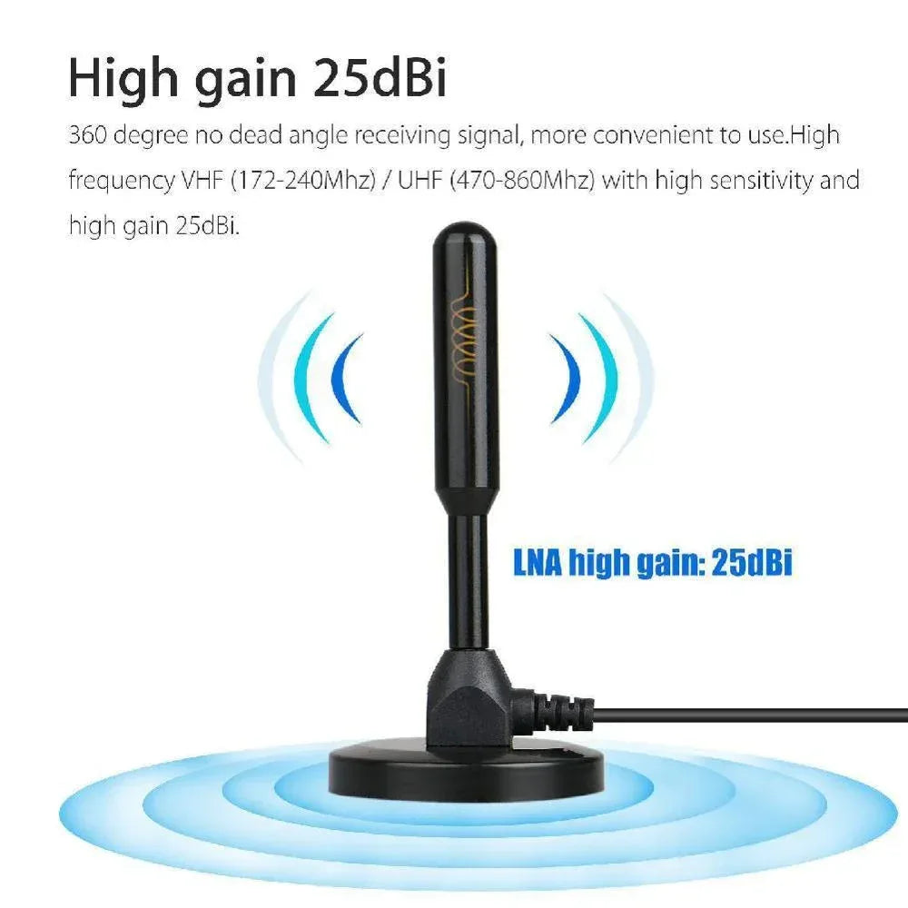 HD Digital TV Antenna Indoor Amplified dab antenna 200 Miles Ultra HDTV With Amplifier VHF/UHF Quick Response Outdoor Aerial Set - 1Tecbuy