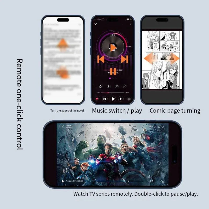 Wireless Automatic Clicker Remote Control Page Turner Continuous Click Device for eBooks Wireless Selfie Button Scroll Function - 1Tecbuy