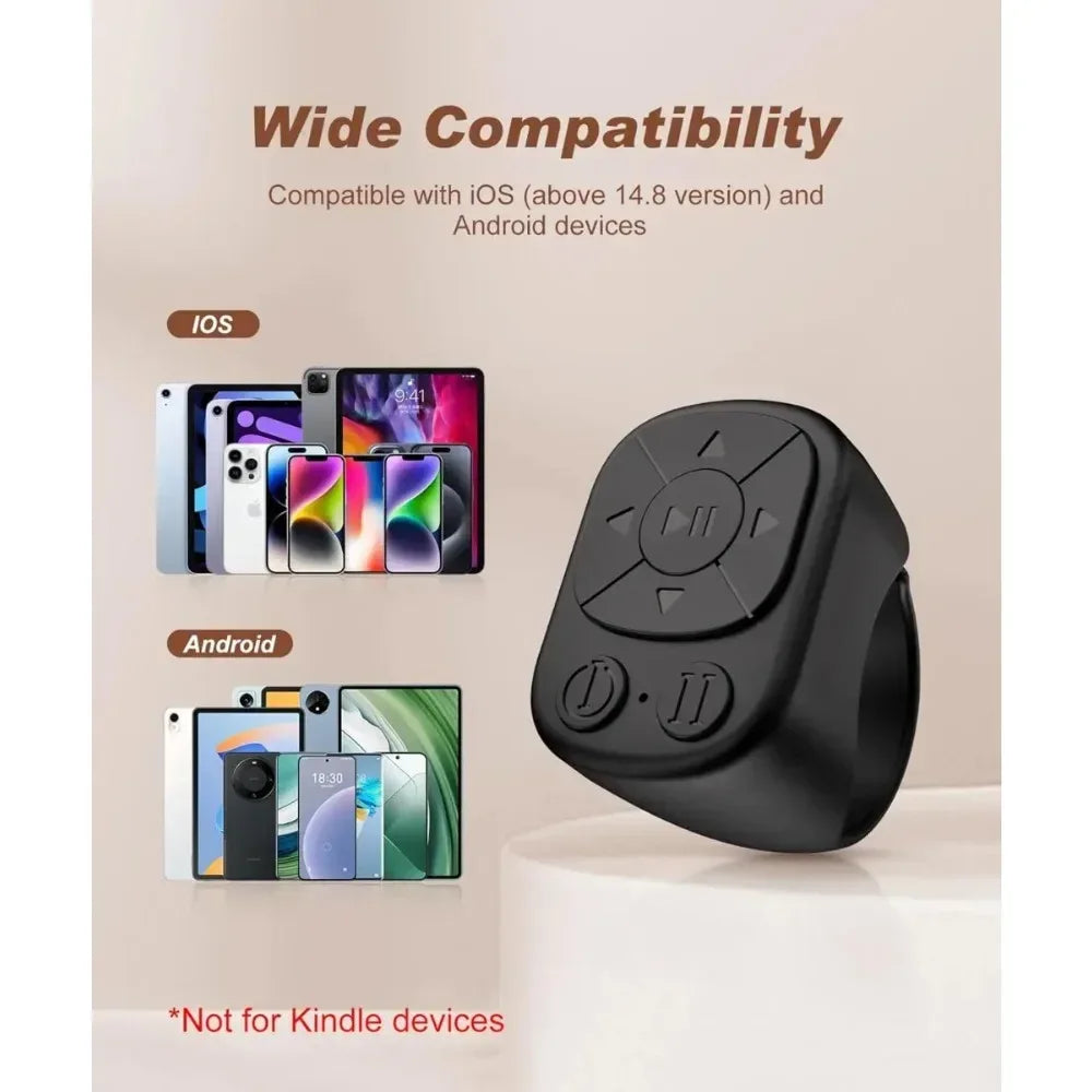 Remote Control Is Suitable for iPhone iPad Bluetooth Page Turning Ring Roller Both Camera Remote Control Function Compatible - 1Tecbuy