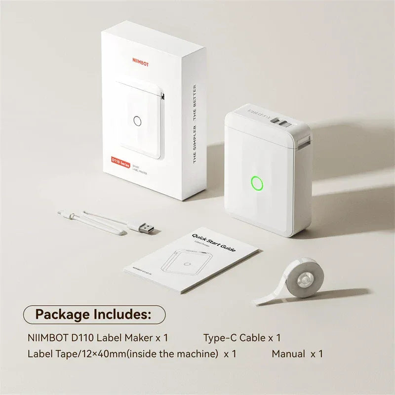 NIIMBOT D110 Upgraded Version Thermal Label Printer Mini Portable Smart Label Maker With Tape for Office Home Kitchen School - 1Tecbuy