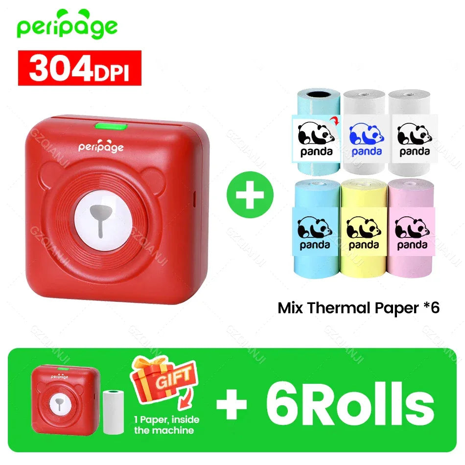 7 Colors Peripage A6 304DPI Mini Photo Printer Notes Sticker Label Printing Machine Bluetooth Portable Wireless Printer Marker - 1Tecbuy