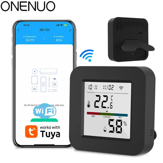 Tuya Smart Universal IR Remote With Temperature Humidity Sensor for Air Conditioner TV AC Works with Alexa Google Home Yandex - 1Tecbuy