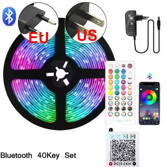 Dc 24V Rgb Led Lights Room Ice String 5M 10M 15M 20M 30M 40M Rgb Tape Bluetooth App Control Led Lights Strip Plug Self-Adhesive