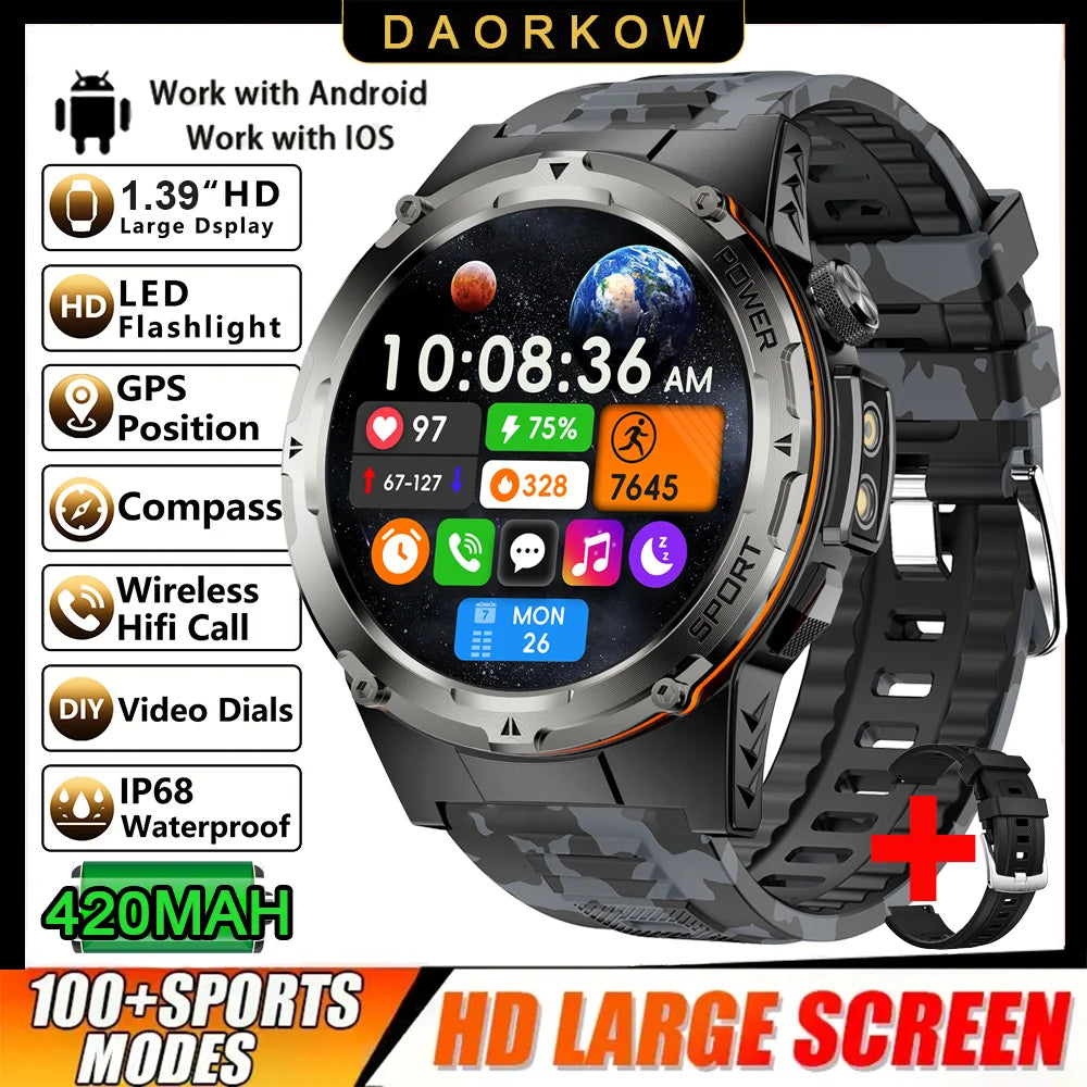 2025 New NFC Watch 420mA GPS Sports HD BT Call Smart Watch Men Outdoor Sports Fitness Tracker Smart Watch Men Waterproof Clock