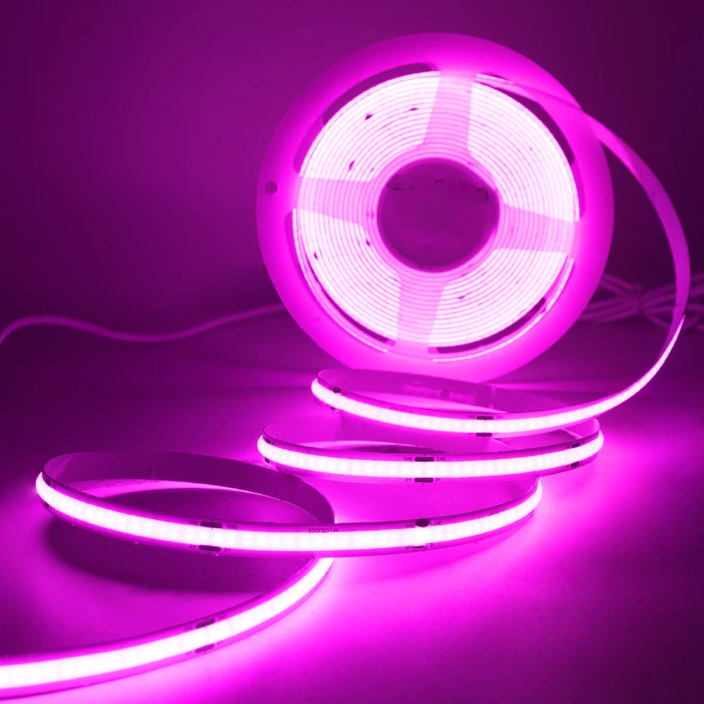 Battery Powered 5V 8mm COB LED Strip Light with Motion Sensor 320LEDs/M DIY Backlight White Red Blue Green Pink Night Light