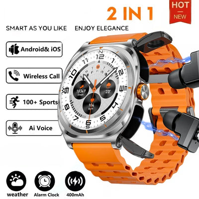 2025 Upgraded For Android IOS TWS 2 in 1 SmartWatch with Headphones Bluetooth Call IP68 Waterproof Outdoor GPS Sport Smartwatch - 1Tecbuy