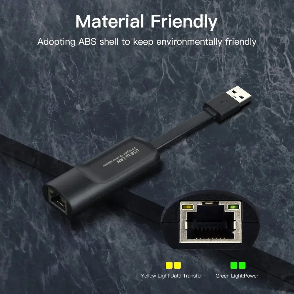 2500Mbps Ethernet Adapter 2.5G USB 3.0 Type C to RJ45 Network Card Wired Ethernet Gigabit Adapter Lan Card Hub for MacBook iPad - 1Tecbuy