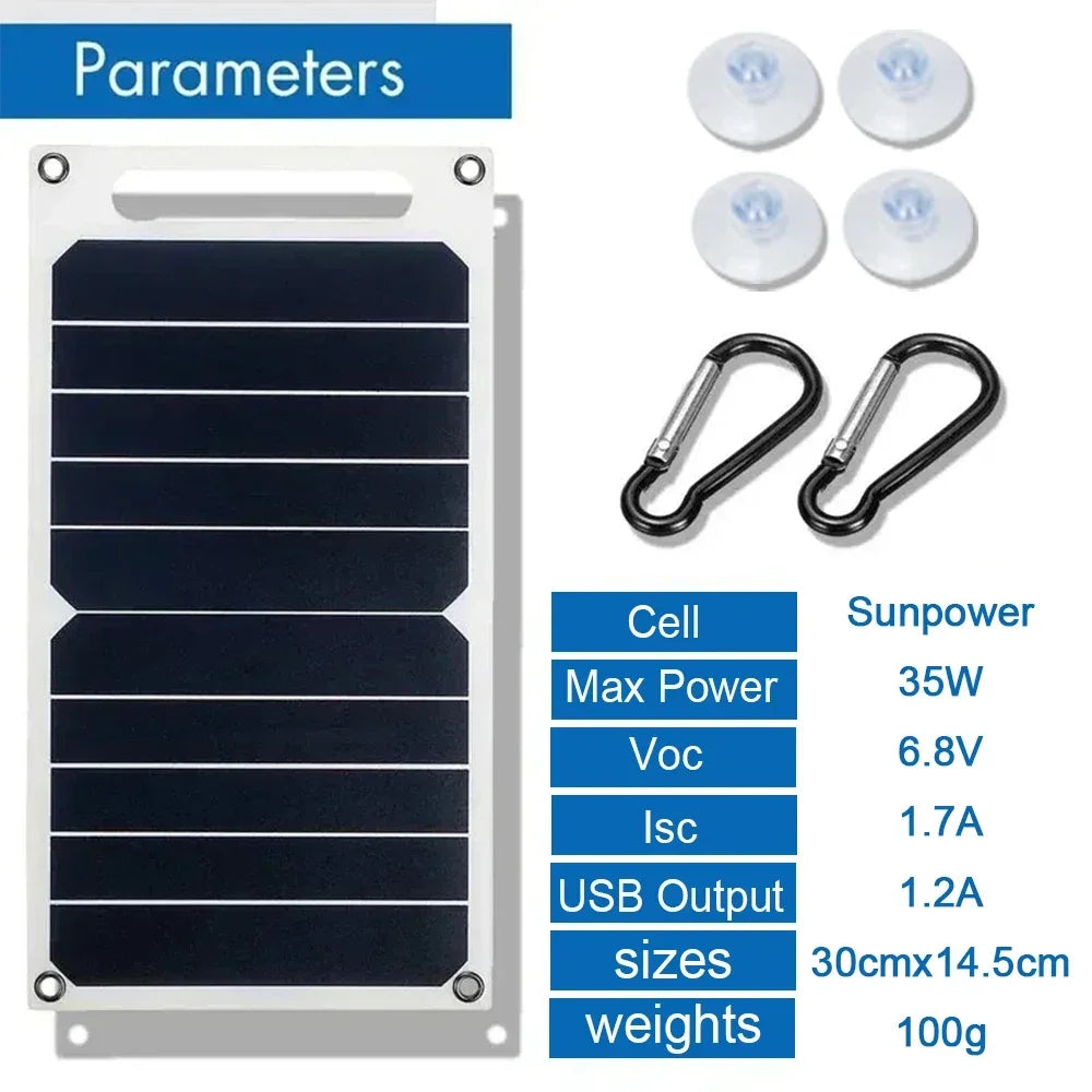 35W Sunpower Portable Solar Panel 5V Solar Plate WithUSB Safe Stabilize Charger ForPower Bank Phone Outdoor Camping Home RV Gift