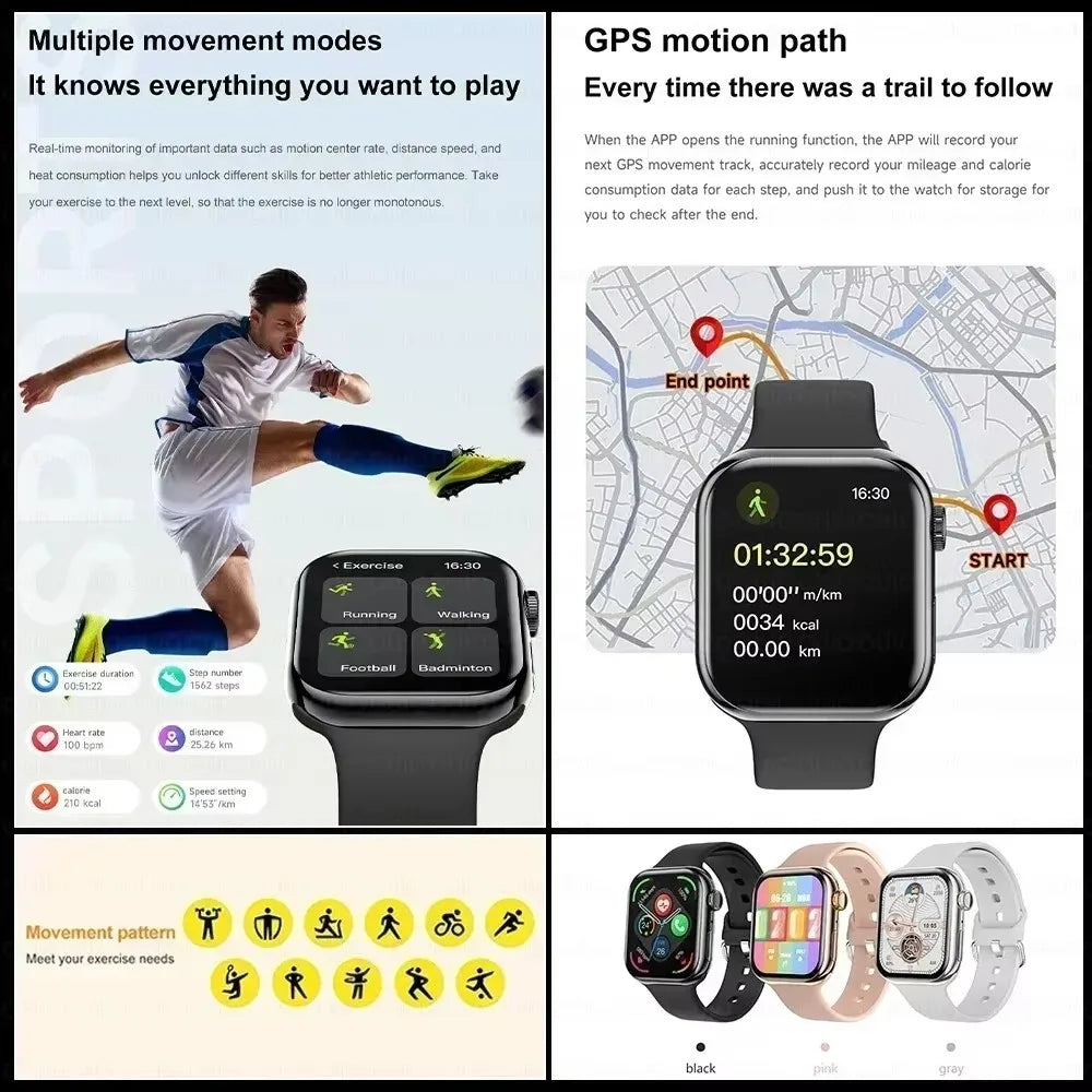 DT 2025 GPS Smart Watch Series 10 For Apple Watch 10 Memory Music Video Bluetooth Call Waterproof NFC Smartwatch For Android IOS
