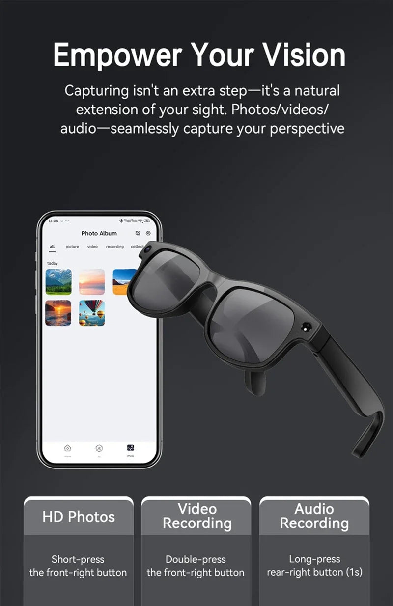 Xiaomi 8K Smart Glasses AI HD Recording Videos Photo Recognition Answer Translation Music Player Multifunction Anti-UV Lenses