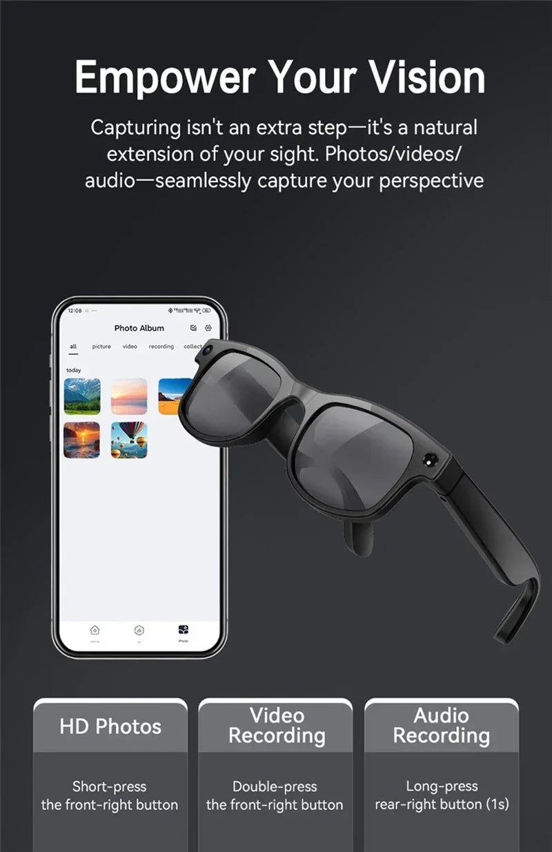 Xiaomi 8K Smart Glasses AI HD Recording Videos Photo Recognition Answer Translation Music Player Multifunction Anti-UV Lenses - 1Tecbuy