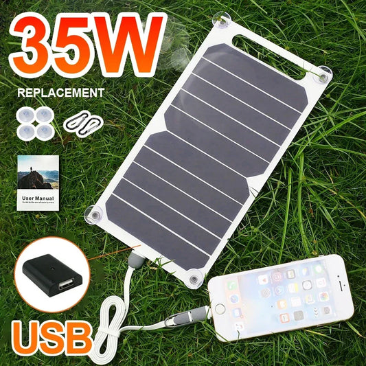 35W Sunpower Portable Solar Panel 5V Solar Plate WithUSB Safe Stabilize Charger ForPower Bank Phone Outdoor Camping Home RV Gift - 1Tecbuy