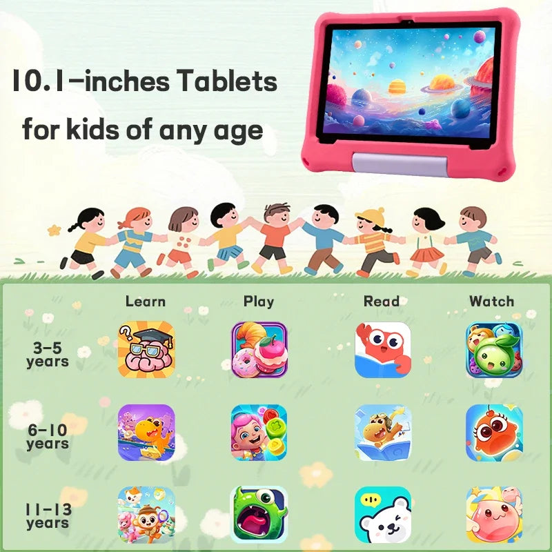Kids Tablet 10.1'' Android 15 Tablet for Kids 8(4+4)GB 64GB Octa-Core CPU, Toddler Tablets with WiFi 6 5000mAh Dual Cameras GMS