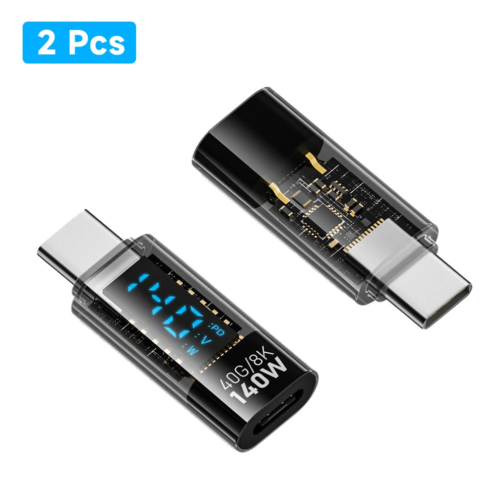 USB C Adapter 140W with LED Display 40Gbps USB C Extension Adapter Type C Power Meter Tester USB C Extender USB4 Thunderbolt