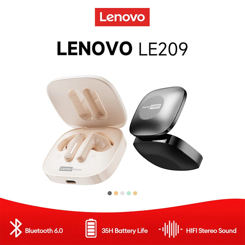 New Lenovo LE209 Wireless Upgrade Bluetooth 6.0 Earphone Noise Canceling Sport Headphones 30H Long Battery Life Headset With Mic