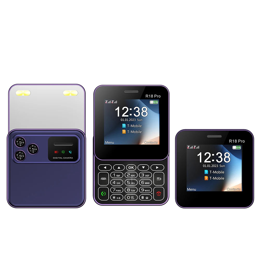 SERVO R18 PRO Rotating Screen Mini Mobile Phone 2 SIM Standby 2.4" Screen Magic Voice Rear Camera 2G GSM Pocket Slide Cellphones