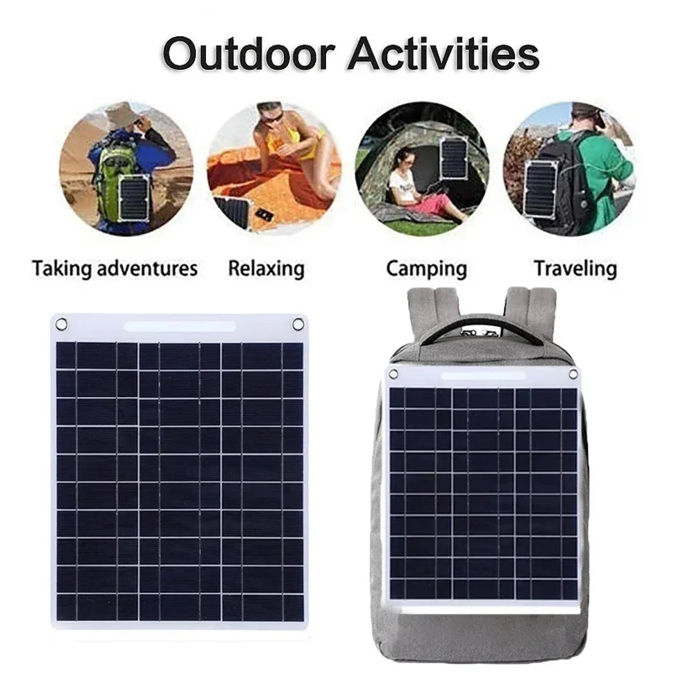 100W Solar Charger with Dual USB Ports, Waterproof & Portable Solar Panel for Outdoor Camping, Hiking, Emergency Devices