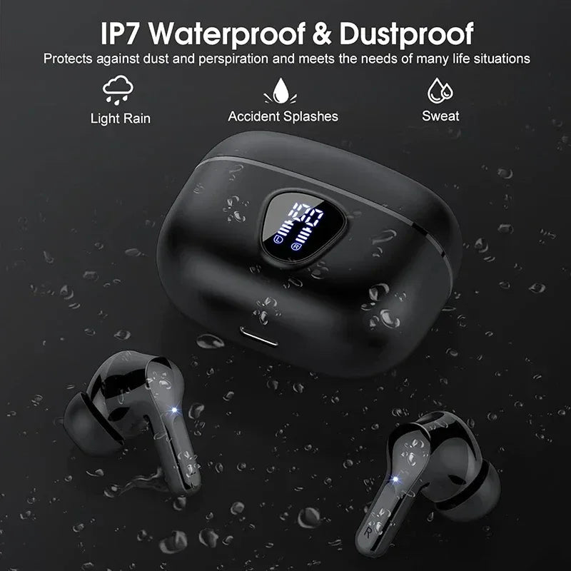 New Wireless Earbuds HiFi Stereo Headphones BT5.3 with ENC Noise Cancelling 48H LED Display Ear Buds IP7 Waterproof Earphones - 1Tecbuy