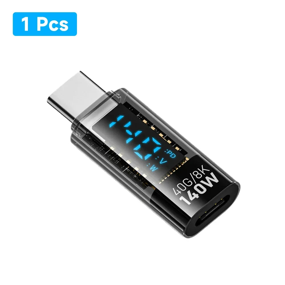 USB C Adapter 140W with LED Display 40Gbps USB C Extension Adapter Type C Power Meter Tester USB C Extender USB4 Thunderbolt - 1Tecbuy