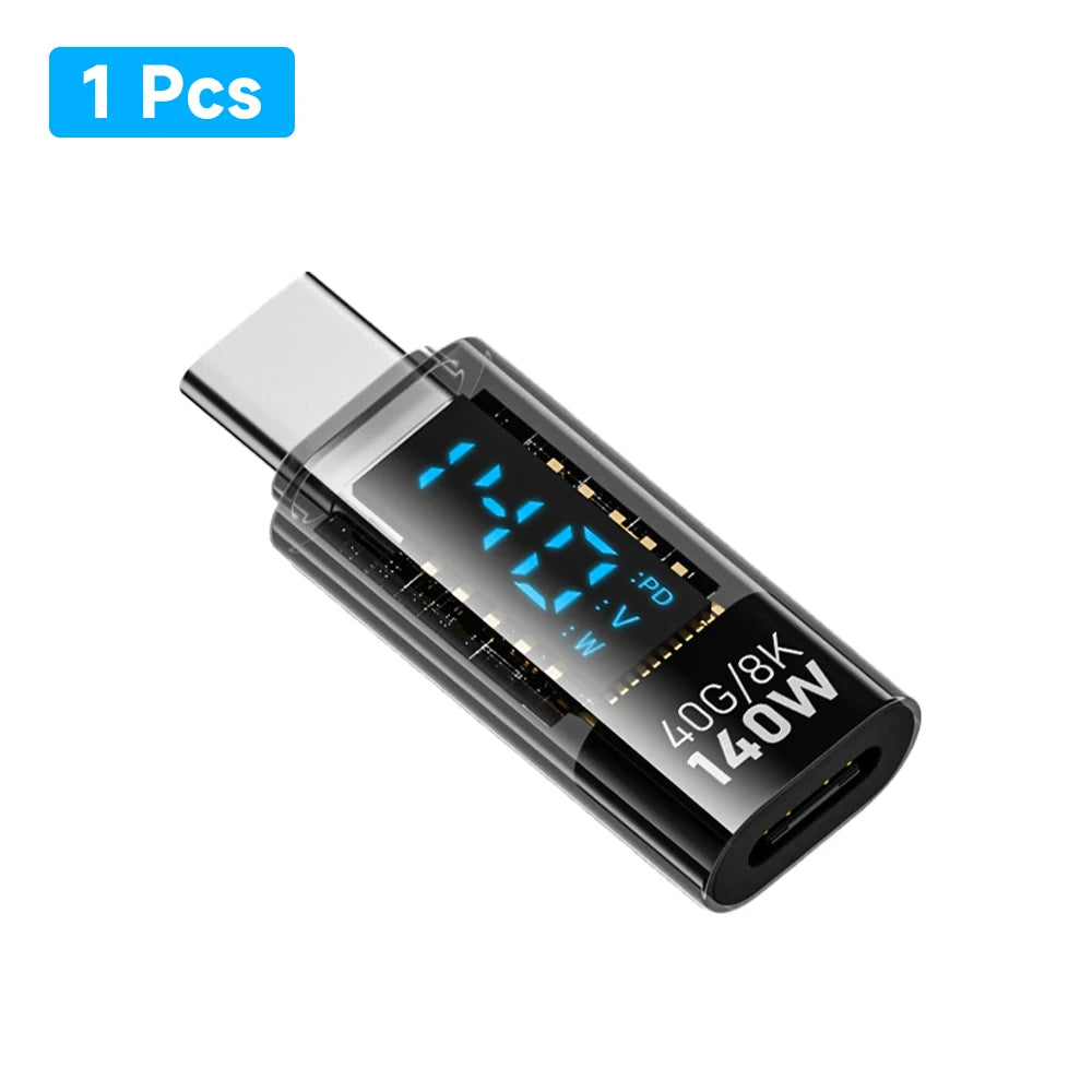 USB C Adapter 140W with LED Display 40Gbps USB C Extension Adapter Type C Power Meter Tester USB C Extender USB4 Thunderbolt