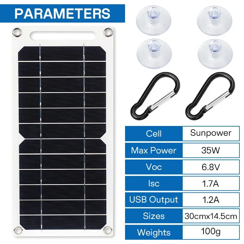 5V 35W Sunpower Portable Solar Panel With USB Safe Stabilize Charger For Phone Power Bank Outdoor Camping Home RV Gift Use - 1Tecbuy