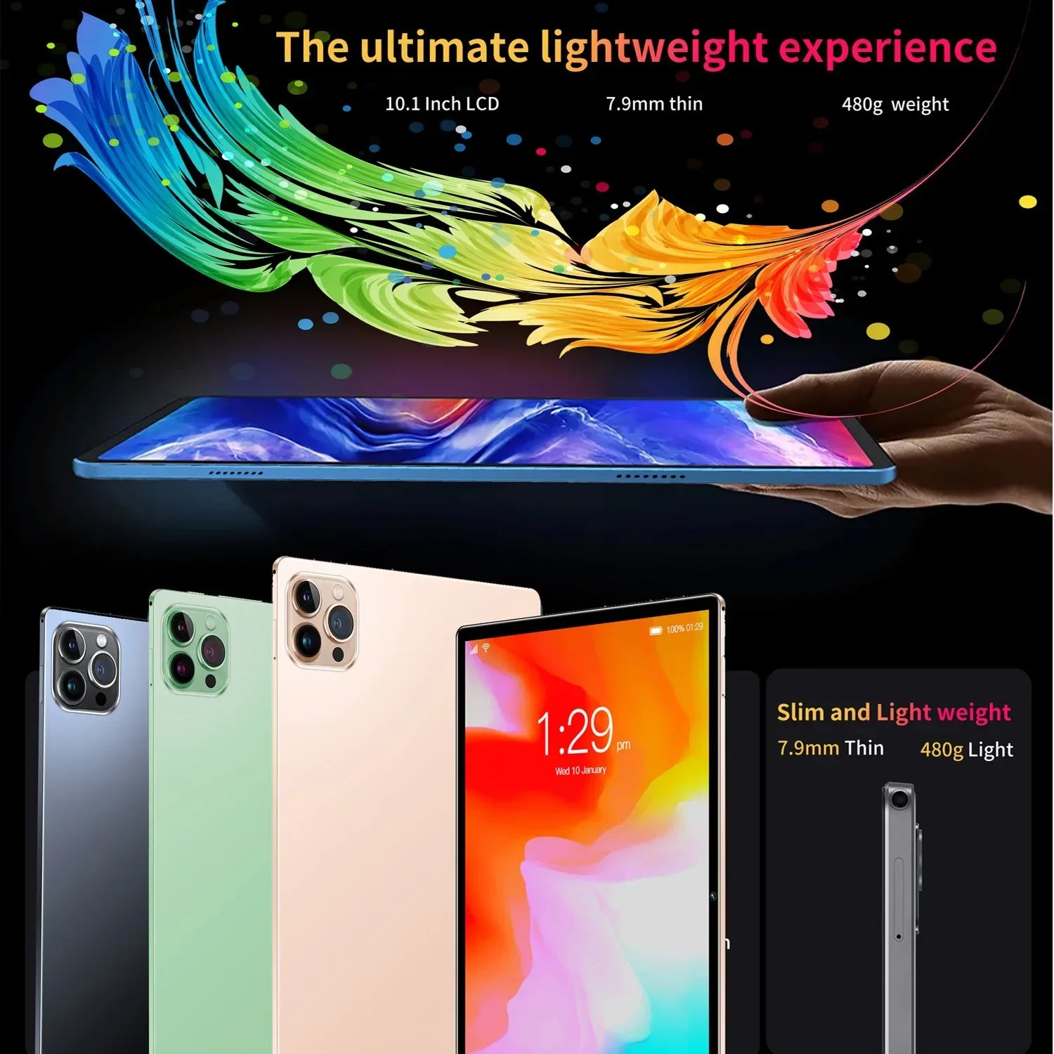 10.1 Inch Android 13 Tablet with Octa Core 4GB RAM 64GB ROM Dual SIM 3G Call WiFi Bluetooth Google Play - New Model - 1Tecbuy