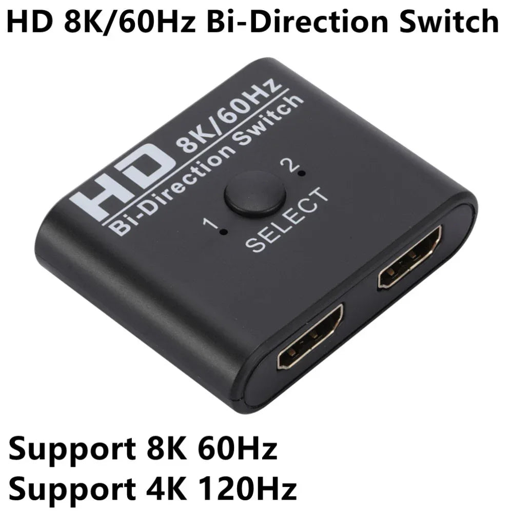 8K 60Hz HDMI-Compatible Switch Splitter Bi-Direction 1x2/2x1 HDMI-compatible Switcher 2 in1 Out for PS4 TV Box Switcher Adapter - 1Tecbuy