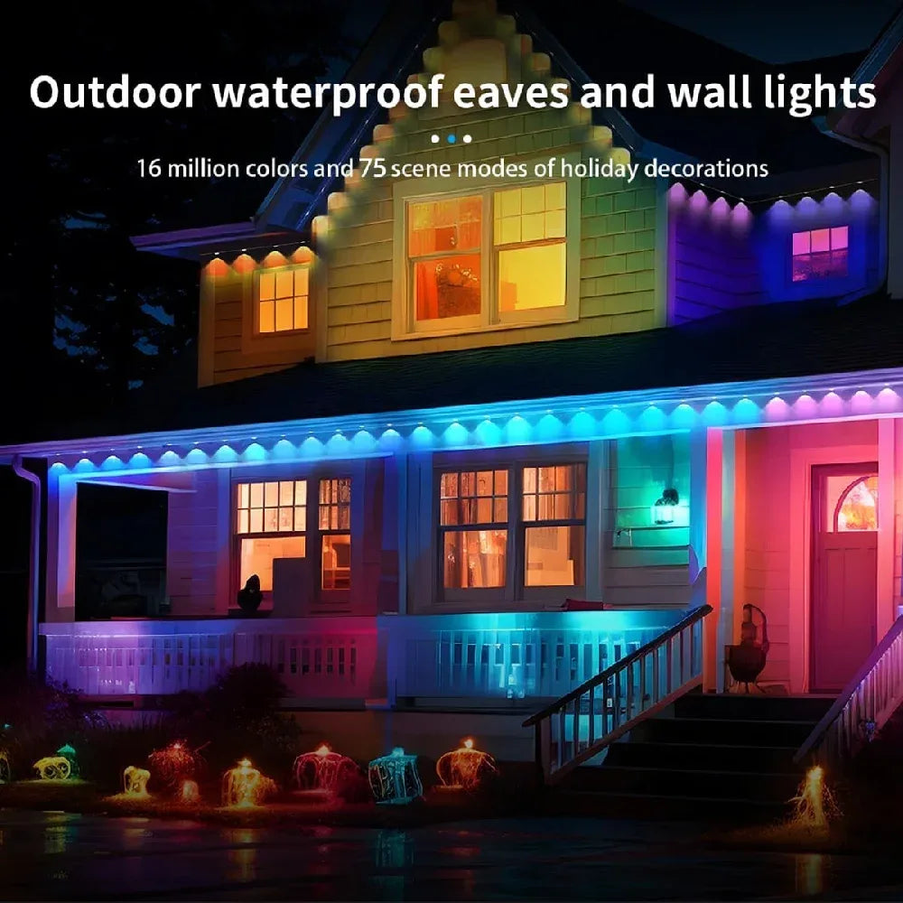 15M/30M/45M/60M RGBIC Smart Eaves Light with APP/Remote Control IP67 Waterproof Outdoor String Lights House Roof Garden Lighting - 1Tecbuy
