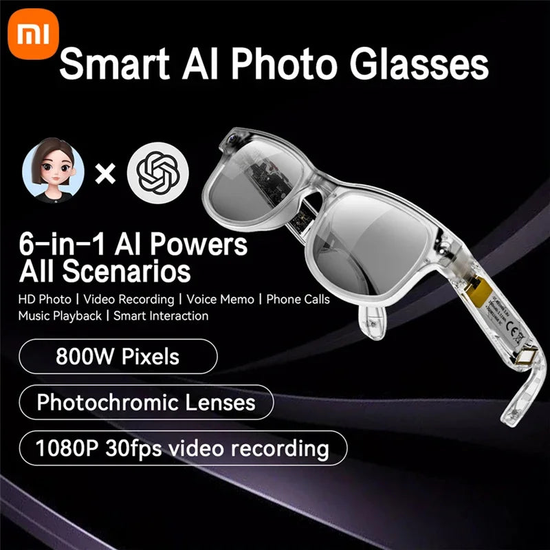 Xiaomi 8K Smart Glasses AI HD Recording Videos Photo Recognition Answer Translation Music Player Multifunction Anti-UV Lenses