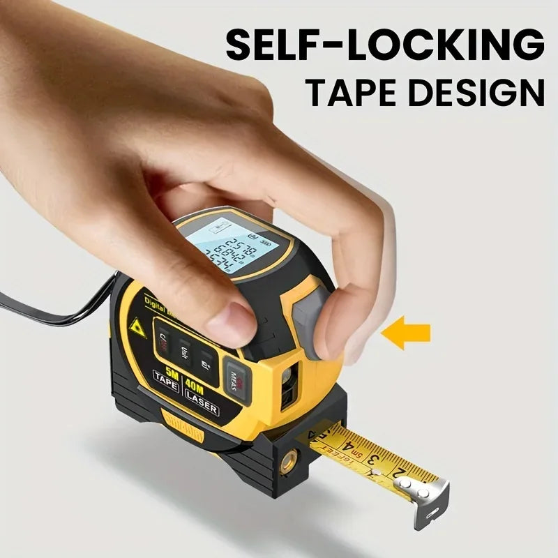 1pc Laser Tape Measure 3 In 1 Digital Tape Measure High Precision Laser Rangefinder Steel Tape Measure - 1Tecbuy