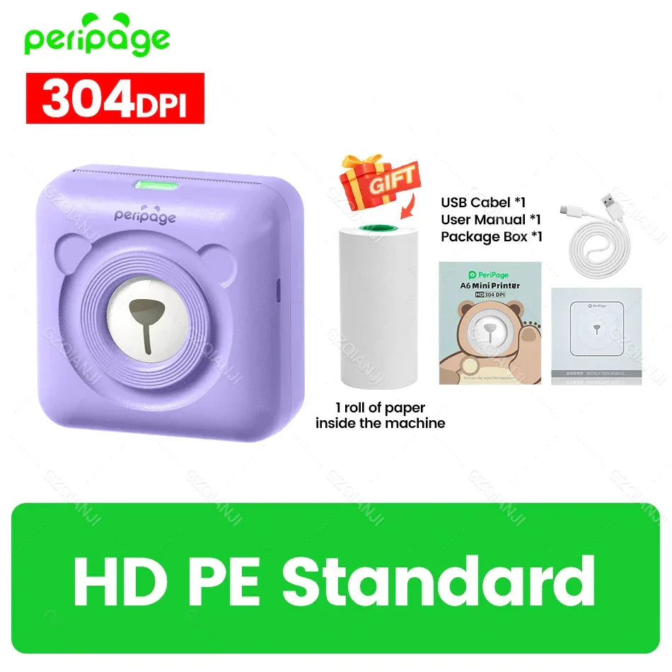 7 Colors Peripage A6 304DPI Mini Photo Printer Notes Sticker Label Printing Machine Bluetooth Portable Wireless Printer Marker - 1Tecbuy